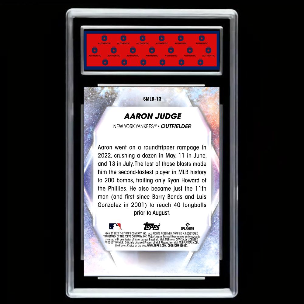 Aaron Judge 2023 Topps Series 1 - New York Yankees Stars Of MLB #SMLB-13 - Graded Gem Mint 10!