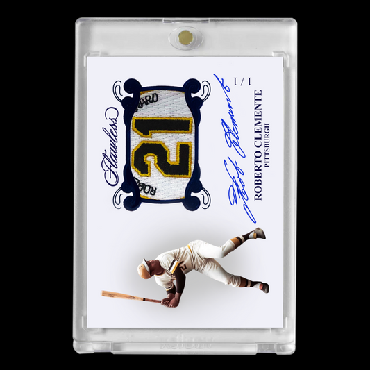 Roberto Clemente #21 Pittsburgh Pirates Facsimile Autograph Patch Baseball Card!