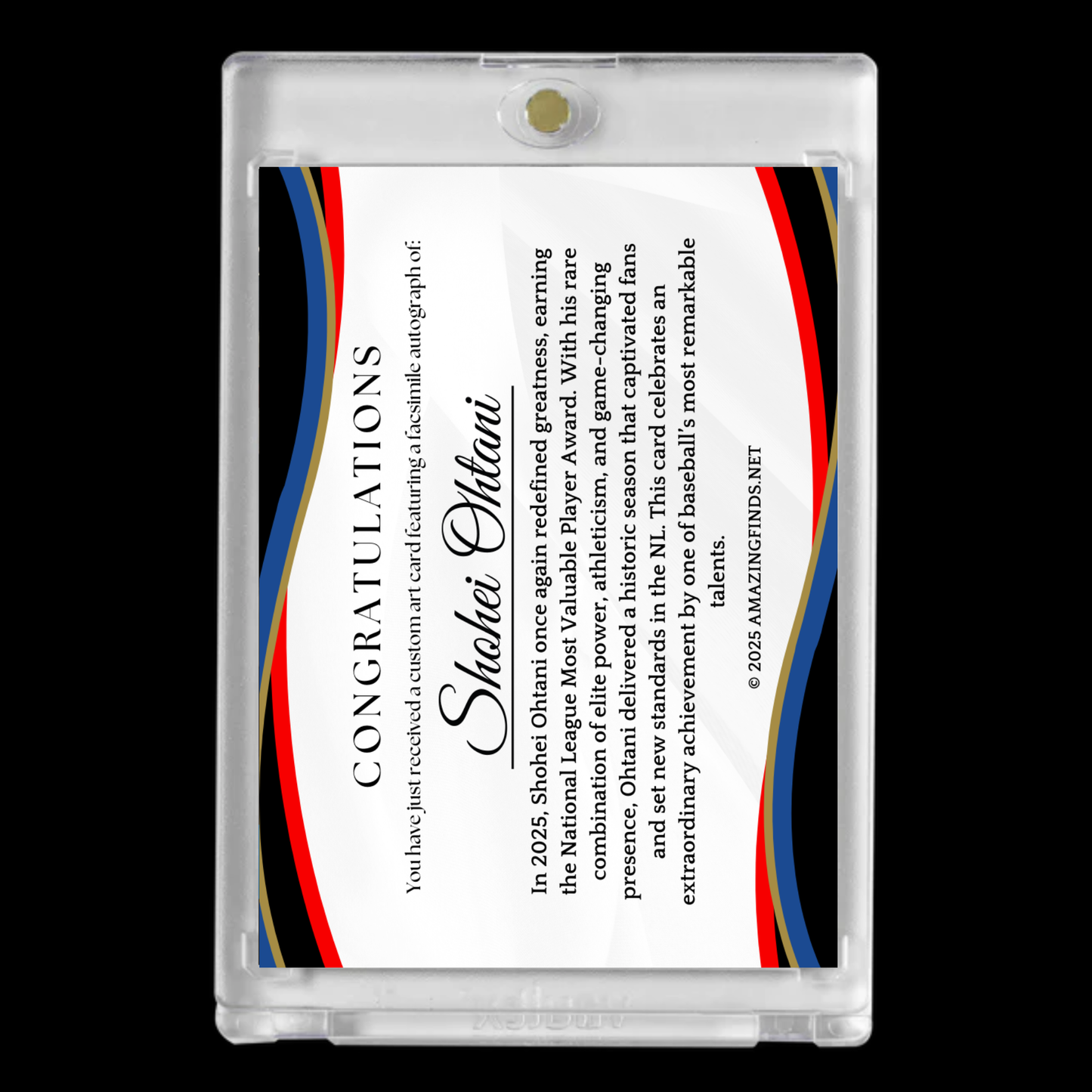 Shohei Ohtani 2025 NL MVP #17 Los Angeles Dodgers Facsimile Autograph Custom Cartoon Style Art Card!