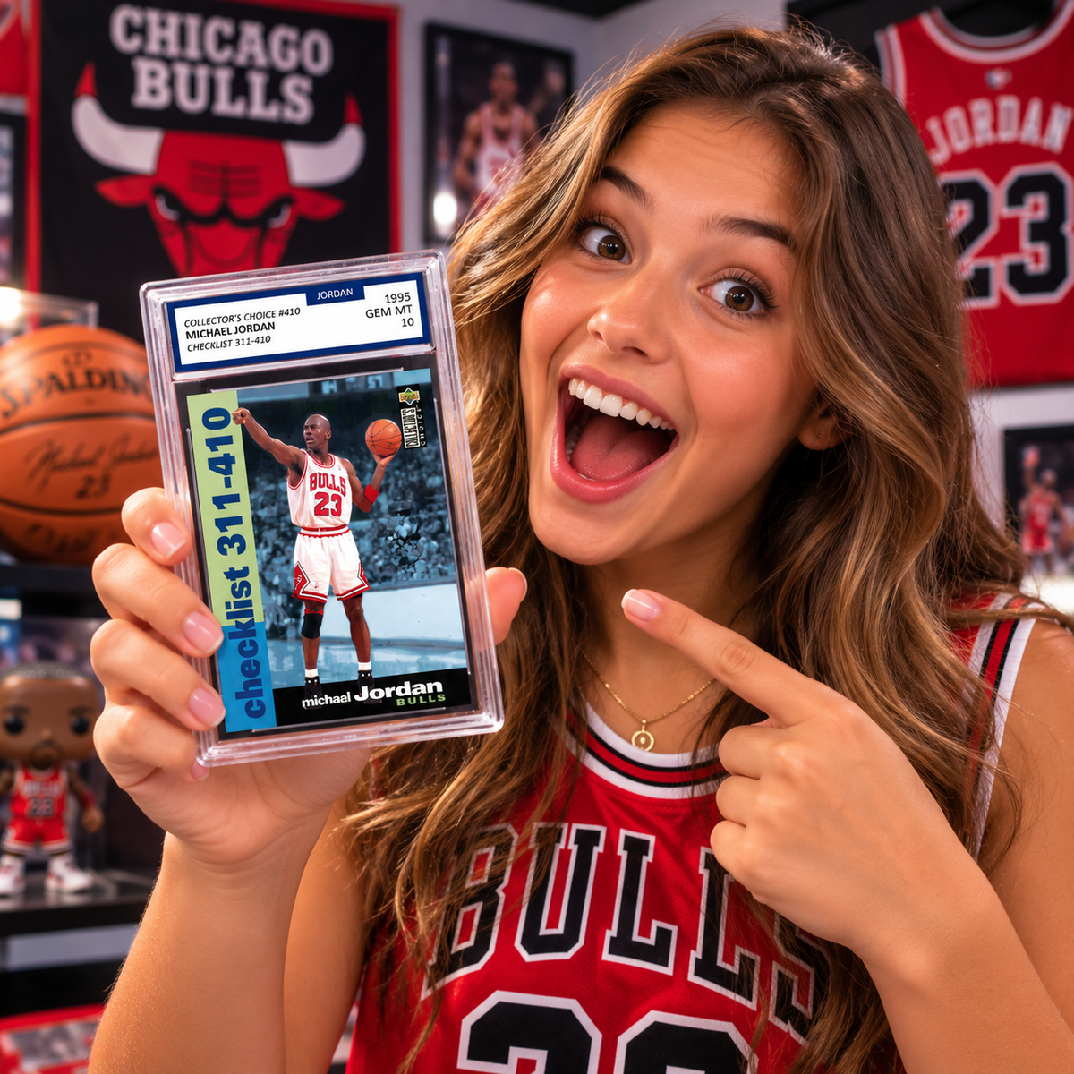 Michael Jordan 1995-96 Upper Deck Collector's Choice #410 Checklist – Chicago Bulls GEM MINT 10 Card!