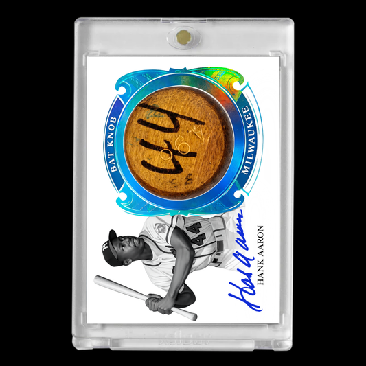 Hank Aaron Memorabilia Card – Milwaukee Braves Bat Knob Edition!