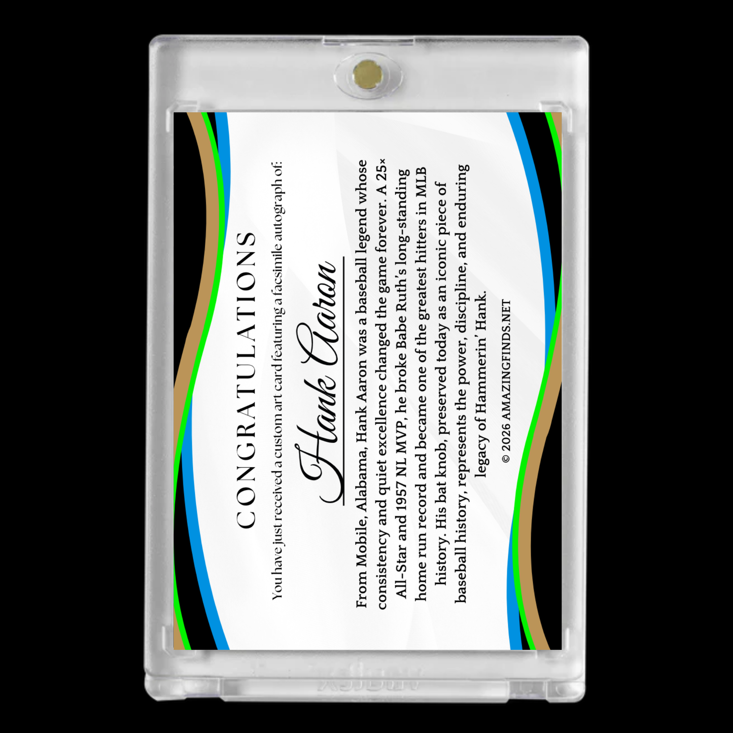 Hank Aaron Memorabilia Card – Milwaukee Braves Bat Knob Edition!