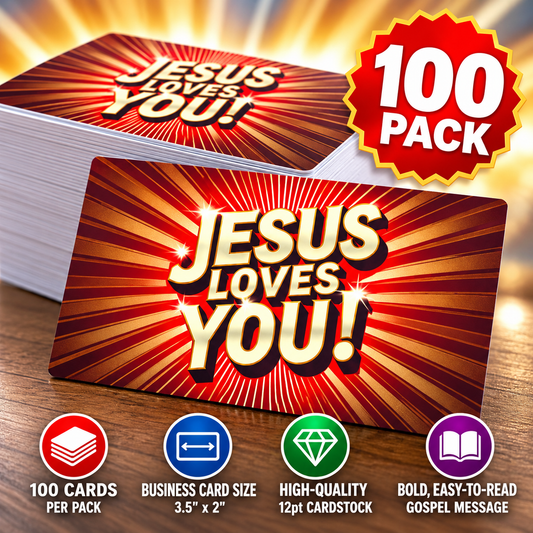 Jesus Loves You Gospel Tract Cards – Share God's Love | 100 Pack