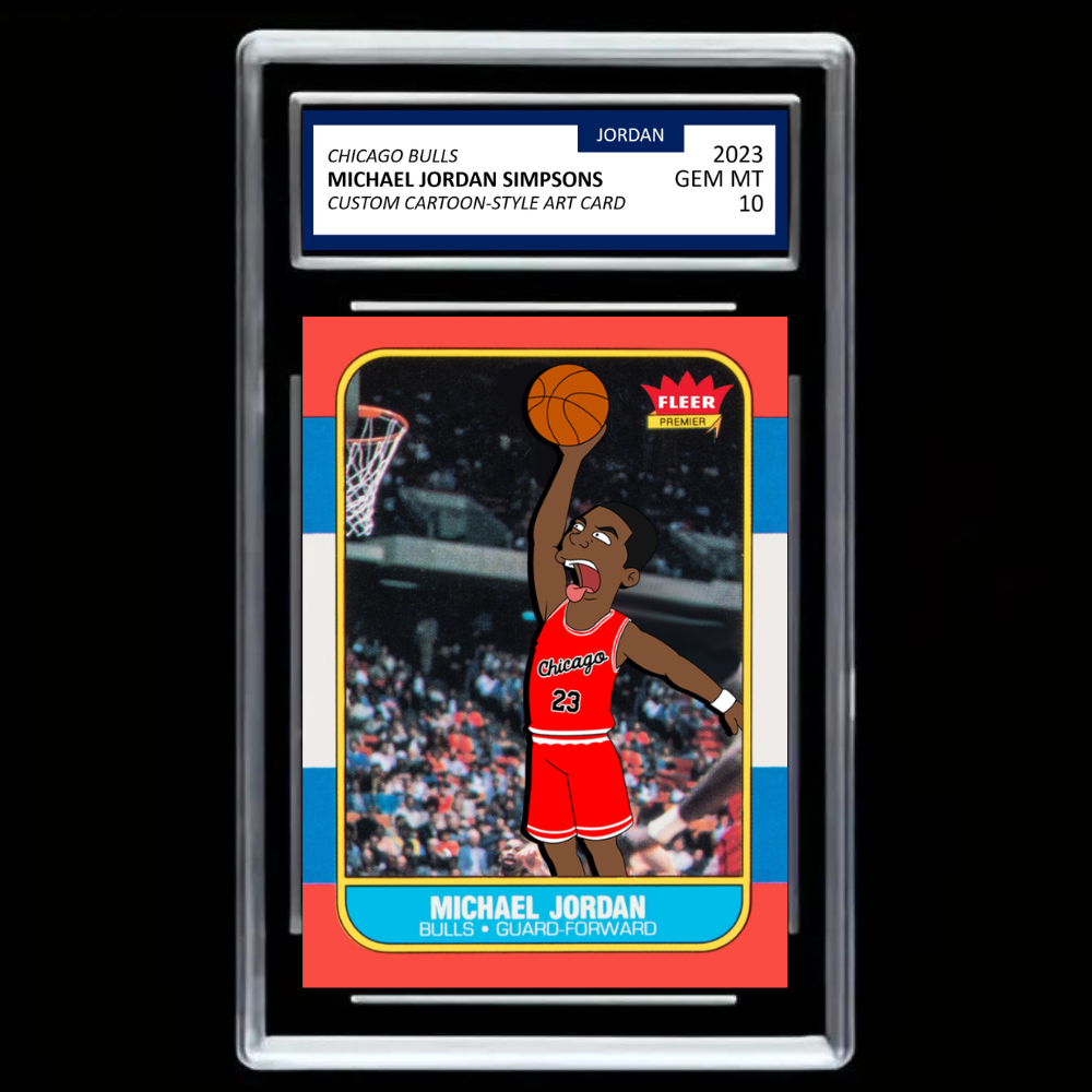 Michael Jordan Chicago Bulls Rookie Card – Simpsons Style Custom Art Card - GRADED Gem Mint 10!