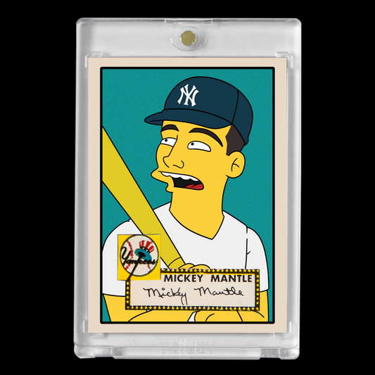 Mickey Mantle 1955 Inspired Rookie The Simpsons Autograph New York Yankees Baseball Card!