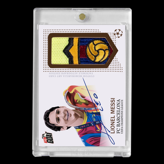 Lionel Messi FC Barcelona UEFA Champions The Goat Facsímile Memorabilia Auto Cartoon Art Card – Limited Edition!