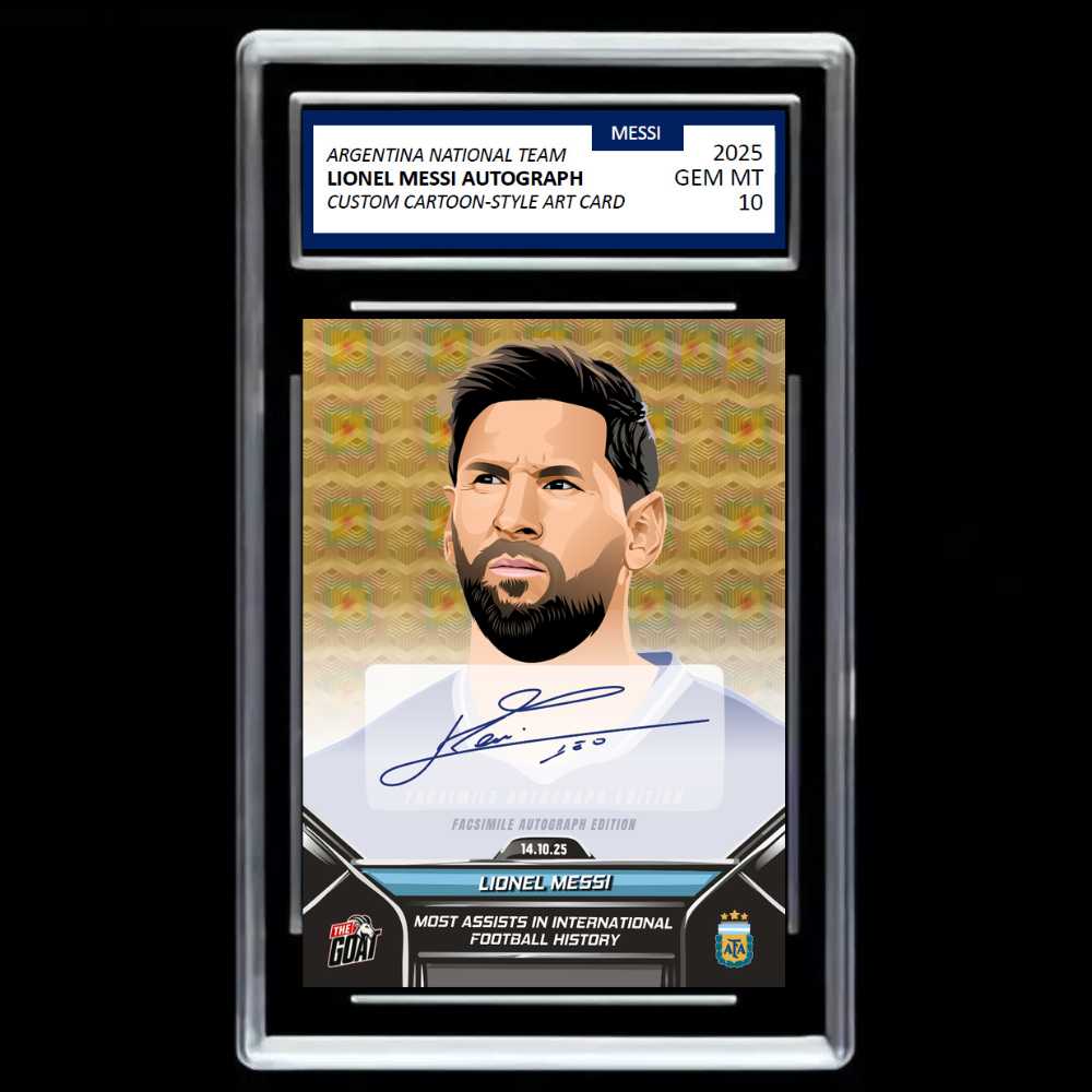 Lionel Messi 2025 Argentina Facsímile Auto Cartoon Art Card - GRADED GEM MINT 10