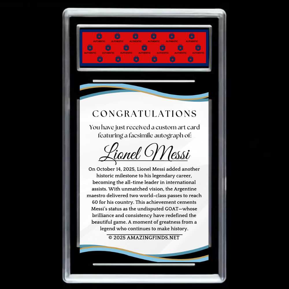 Lionel Messi 2025 Argentina Facsímile Auto Cartoon Art Card - GRADED GEM MINT 10