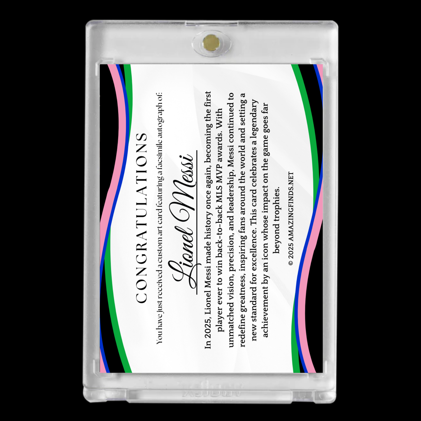 Lionel Messi MVP 2025 Argentina Facsímile Auto Cartoon Art Card – Limited Edition!