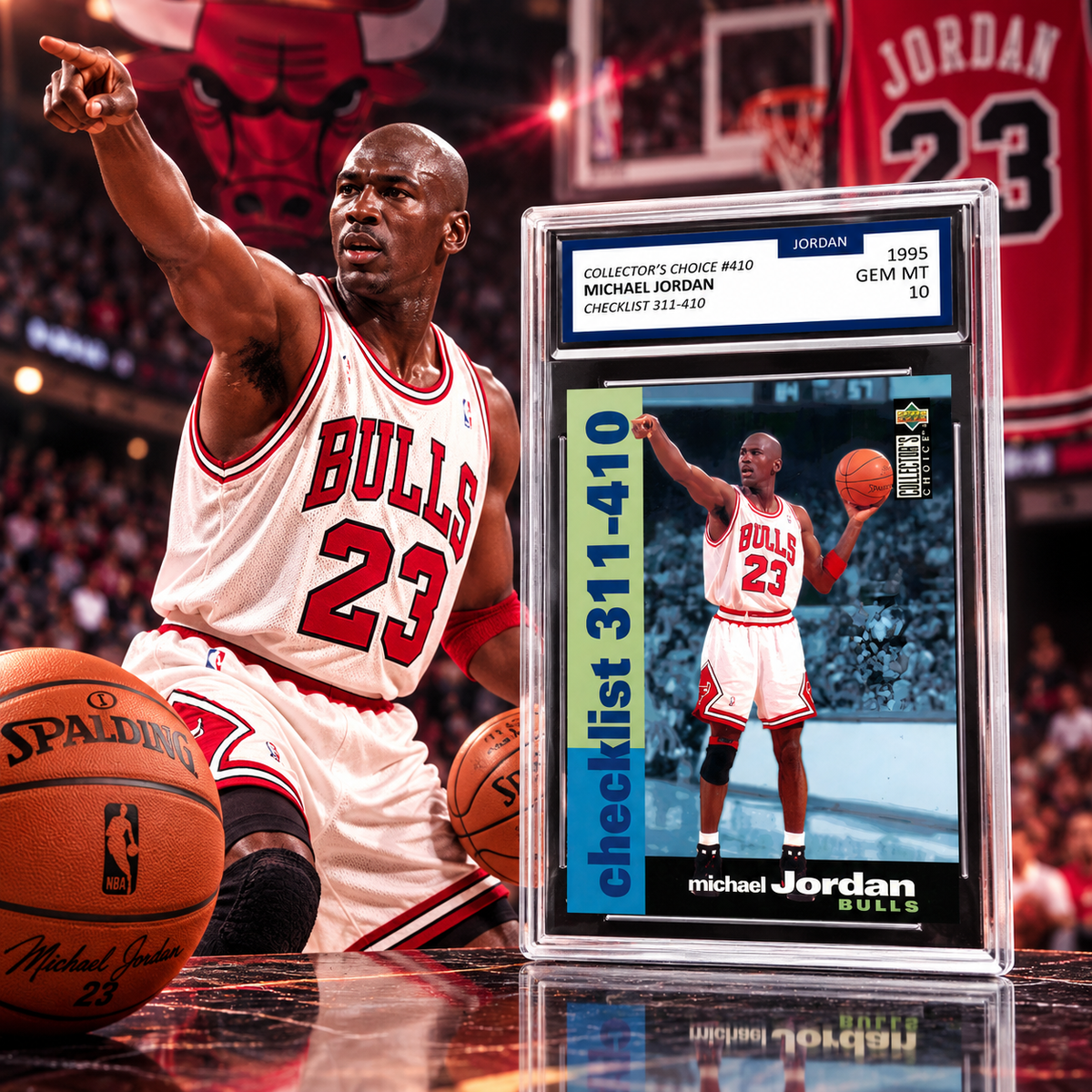 Michael Jordan 1995-96 Upper Deck Collector's Choice #410 Checklist – Chicago Bulls GEM MINT 10 Card!