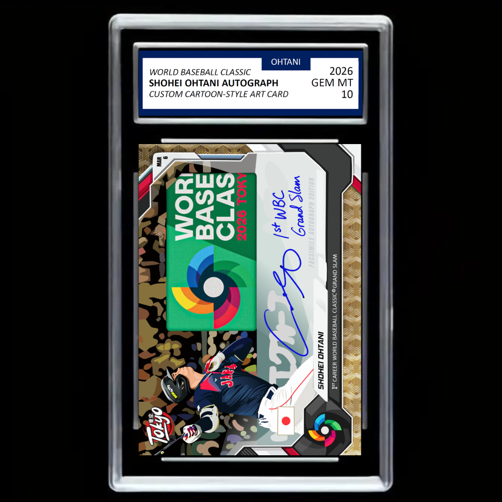 Shohei Ohtani 2026 Tokyo World Baseball Classic Facsimile Autograph Custom Cartoon Style Art Card - GRADED Gem Mint 10!