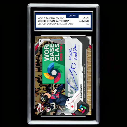 Shohei Ohtani 2026 Tokyo World Baseball Classic Facsimile Autograph Custom Cartoon Style Art Card - GRADED Gem Mint 10!