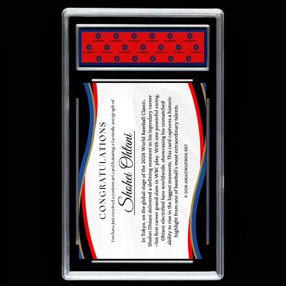 Shohei Ohtani 2026 Tokyo World Baseball Classic Facsimile Autograph Custom Cartoon Style Art Card - GRADED Gem Mint 10!