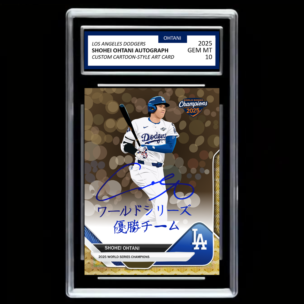 Shohei Ohtani 2025 #17 Dodgers Facsímile Auto Cartoon Art Card – Graded GEM MINT 10