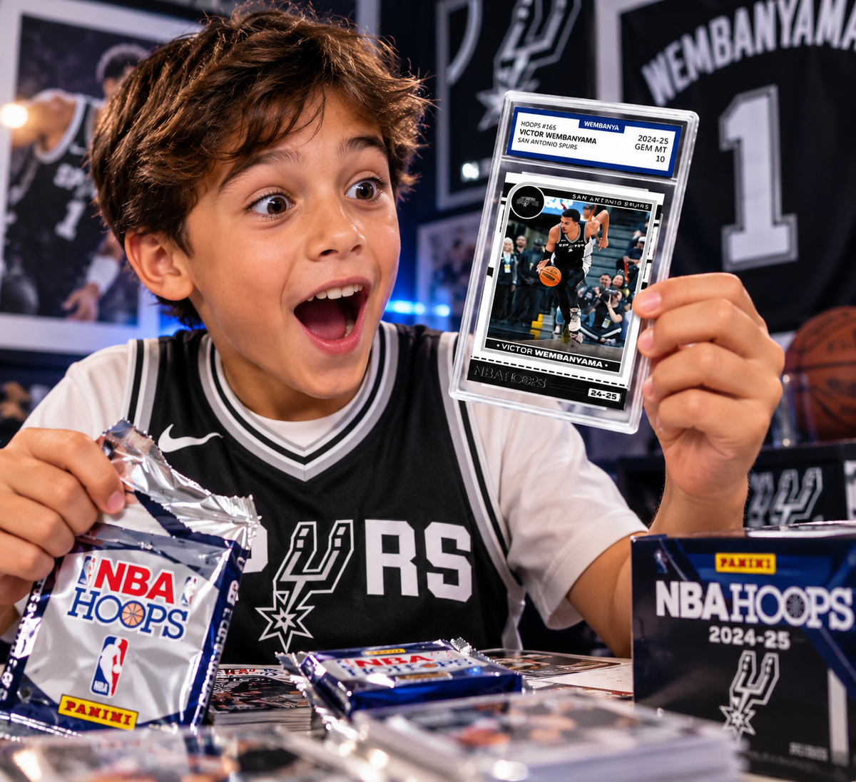 Victor Wembanyama 2024-25 NBA Hoops #165 GEM MINT 10 – San Antonio Spurs Basketball Collectible Card