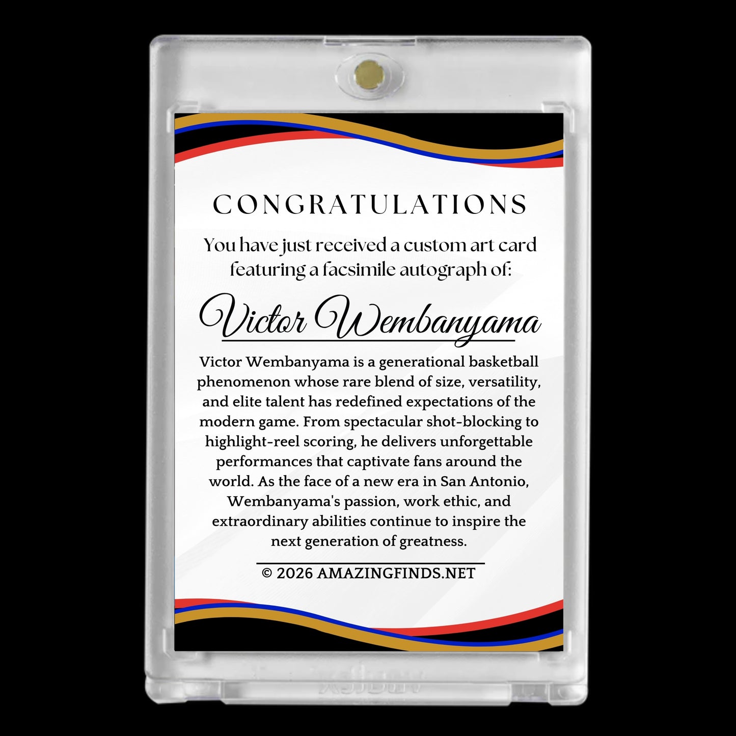 Victor Wembanyama Custom Art Card – Facsimile Auto | Generational Talent Basketball Collectible