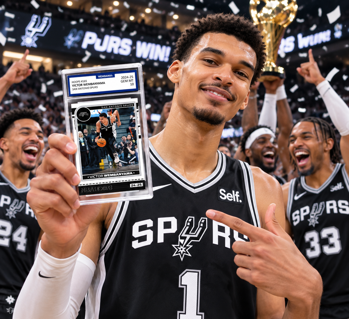Victor Wembanyama 2024-25 NBA Hoops #165 GEM MINT 10 – San Antonio Spurs Basketball Collectible Card