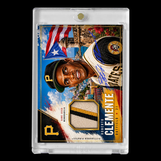Roberto Clemente Puerto Rico Tribute Custom Art Card – Facsimile Autograph & Patch-Style Artwork