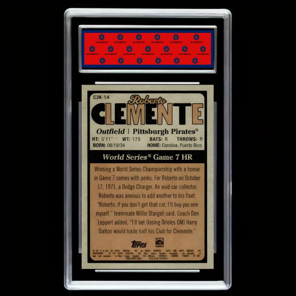 Roberto Clemente Topps Heritage 2021 Pittsburgh Pirates #C3K-14 - Graded Gem Mint 10!