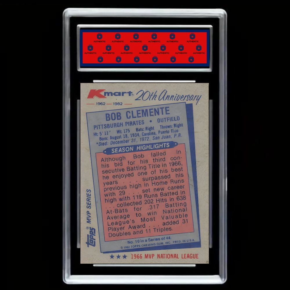 Roberto Clemente 1982 Topps Kmart 20th MVP's #10 Pittsburgh Pirates - Graded Gem Mint 10!