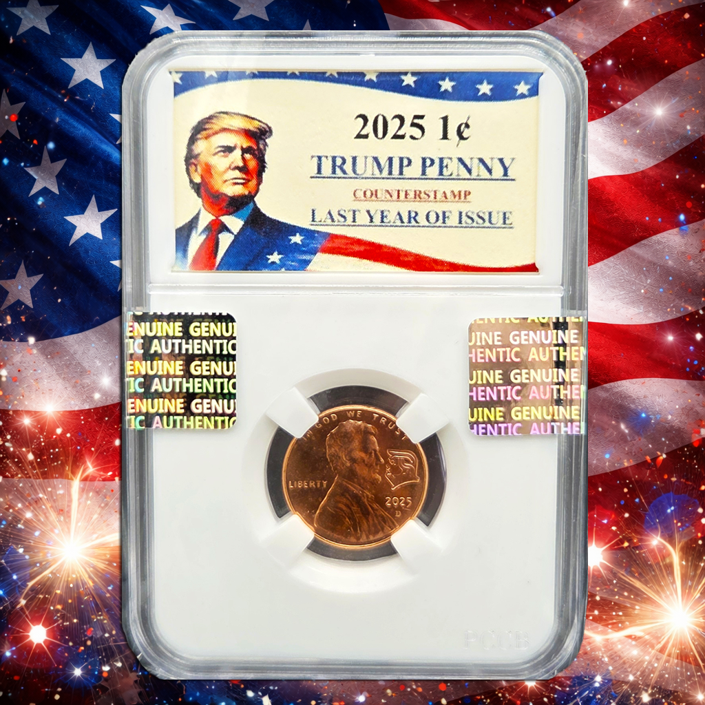 2025 Lincoln Shield Penny Cent DONALD J. TRUMP Counterstamp with Slab Holder!!