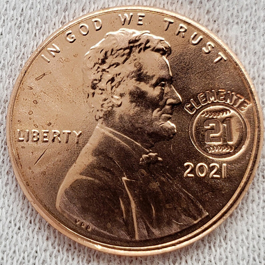 Roberto Clemente 2021 Coin #21 Pittsburgh Pirates Counterstamp Penny Charm Puerto Rico Baseball Puerto Rican Boricua Souvenir Player Mint