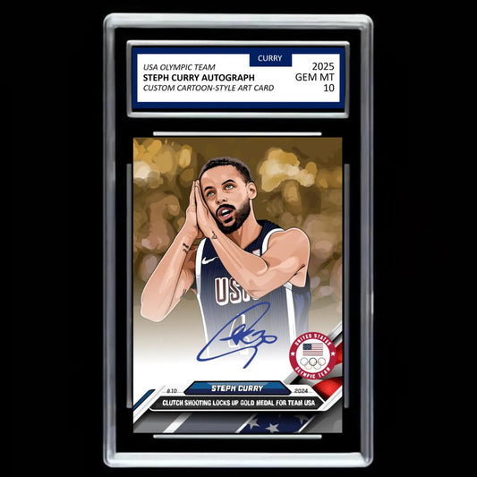 Stephen Curry 2025 #4 USA Olympic Team Facsimile Autograph Custom Cartoon-Style Art Card - Graded GEM-MINT 10