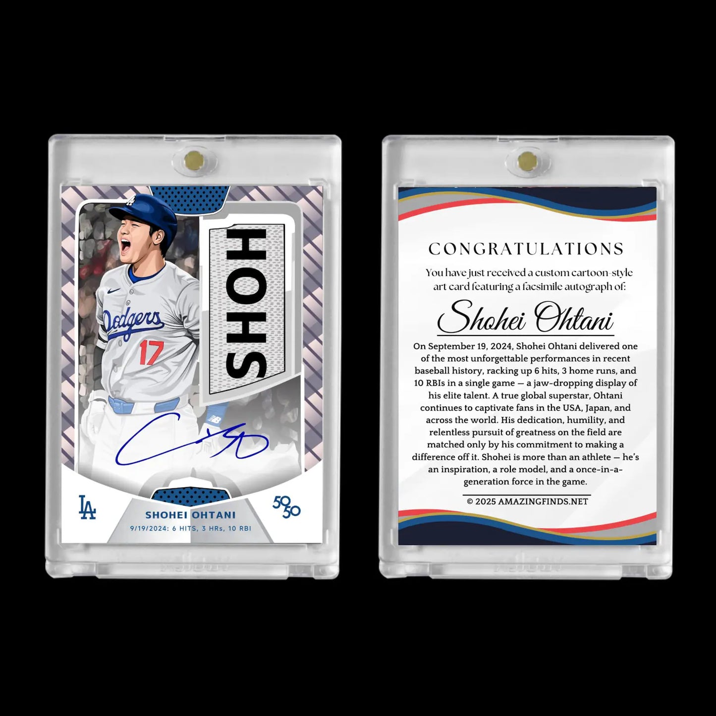 Shohei Ohtani 2025 #17 Dodgers Autograph Cartoon Art Card – Limited Edition Tribute