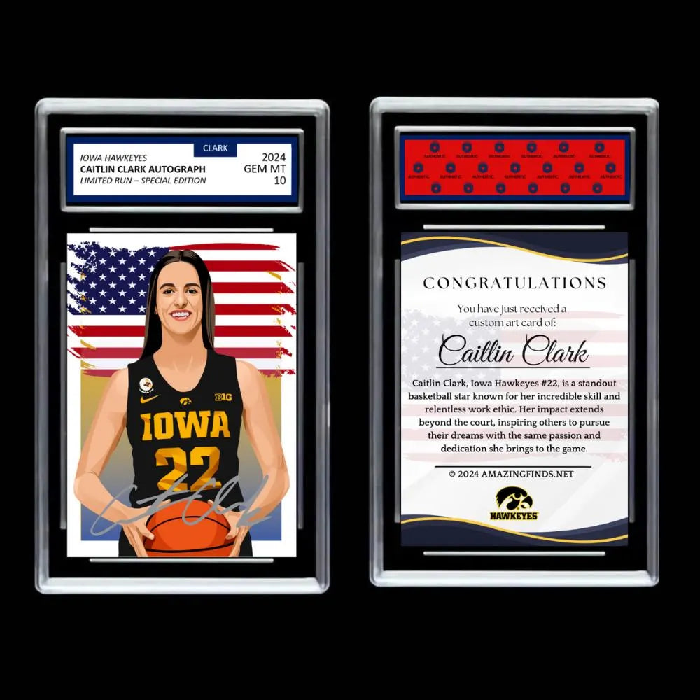 Caitlin Clark #22 2024 Women's Basketball Facsimile Autograph Cartoon Art Style Mint Card - Graded GEM-MINT 10