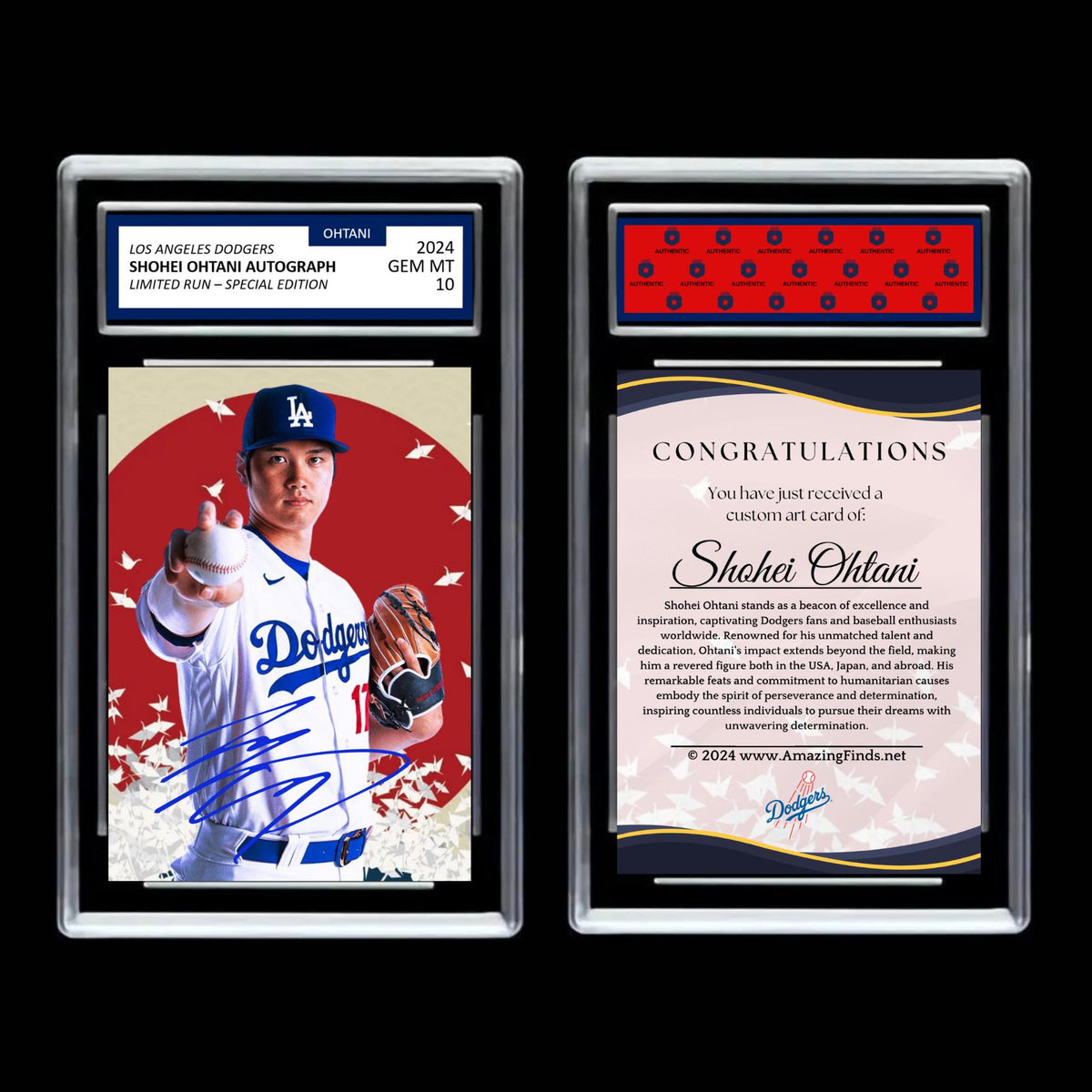 Shohei Ohtani 2024 Los Angeles Dodgers Facsimile Autograph Japan Art Mint Card - Graded GEM-MINT 10