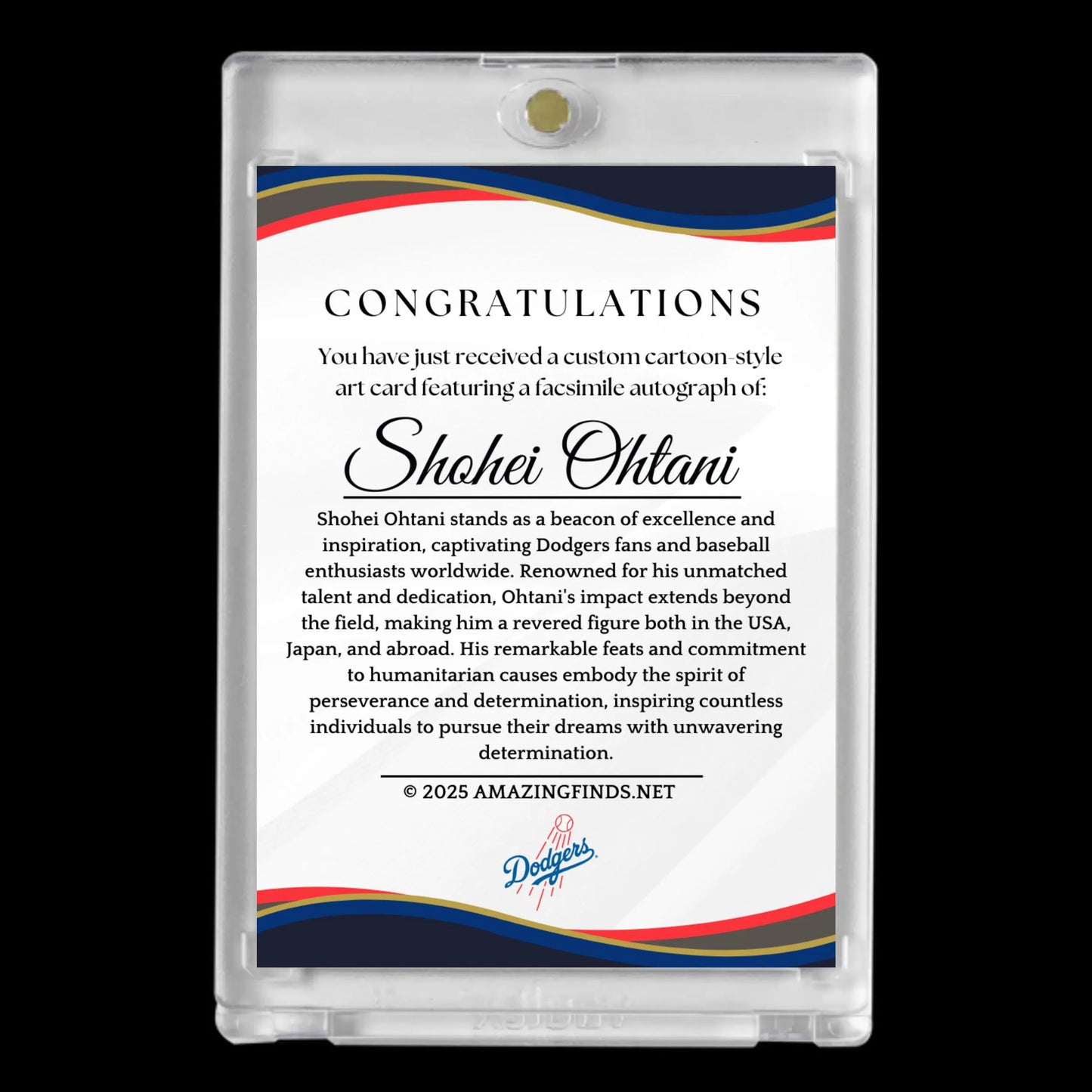 Shohei Ohtani 2025 #17 Los Angeles Dodgers Facsimile Double Autograph Custom Cartoon Style Art Card!