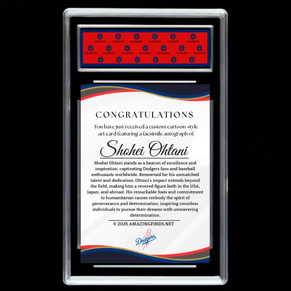 Shohei Ohtani 2025 #17 Los Angeles Dodgers Facsimile Double Autograph Custom Cartoon Style Art Card - Graded GEM-MINT 10