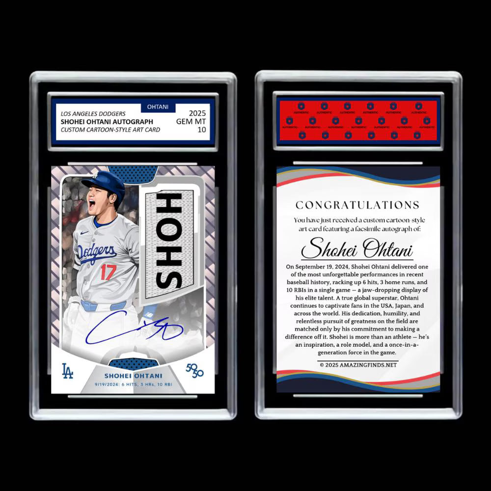 Shohei Ohtani 2025 #17 Los Angeles Dodgers Facsimile Autograph Custom Cartoon Style Art Card - Graded GEM-MINT 10