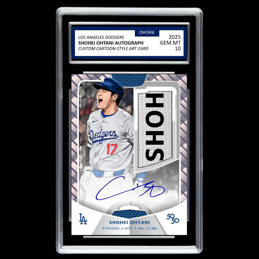Shohei Ohtani 2025 #17 Los Angeles Dodgers Facsimile Autograph Custom Cartoon Style Art Card - Graded GEM-MINT 10