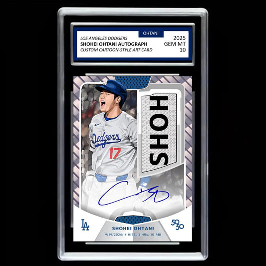 Shohei Ohtani 2025 #17 Los Angeles Dodgers Facsimile Autograph Custom Cartoon Style Art Card - Graded GEM-MINT 10