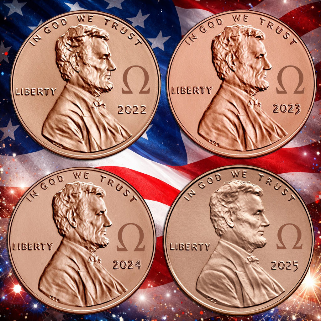 2022-2025 Lincoln Penny Cent OMEGA Ω Counterstamp Set IN STOCK + FREE SHIP!!