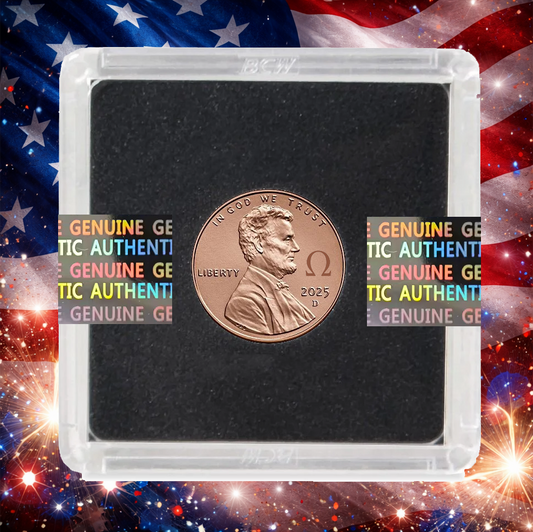 2025 Lincoln Penny Cent OMEGA Ω Counterstamp with 2x2 Protector IN STOCK!!