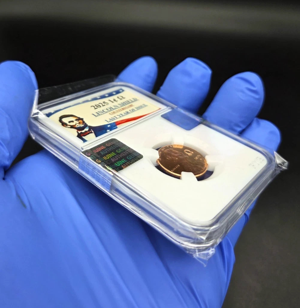 2025 Lincoln Shield Penny Cent OMEGA Ω Counterstamp with Slab Holder IN STOCK!!