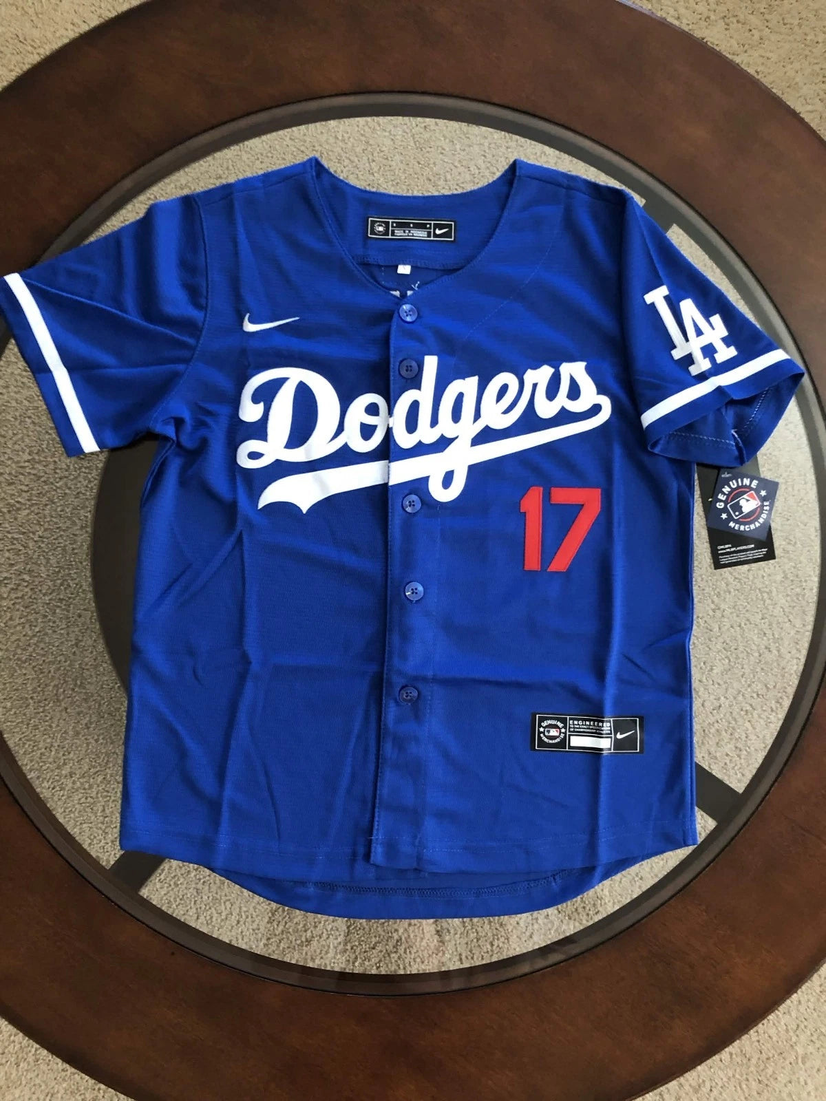 NWT Shohei Ohtani Dodgers Kids Medium Blue Away Jersey Stitched #17